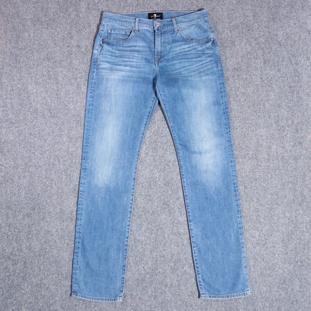 7 For All Mankind Luxe Performance The Straight Jeans Men's 33x34 Blue Stretch